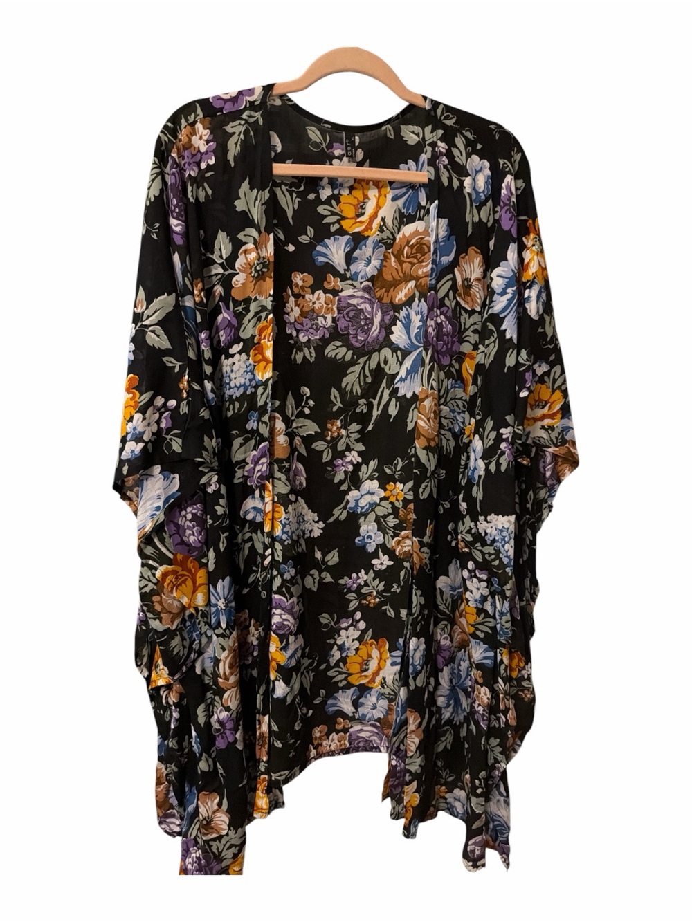 Ekouaer Floral Open Front Kimono Duster Cardigan Cover Up XL